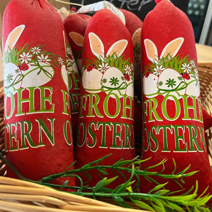 "Frohe Ostern" Rindersalami Hausmachern Art